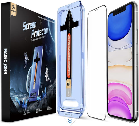 MAGIC JOHN Tempered Glass Screen Protector for iPhone 11/XR (6.1") - 2 Pack, Bubble-Free, HD Clear, Easy Install, Auto