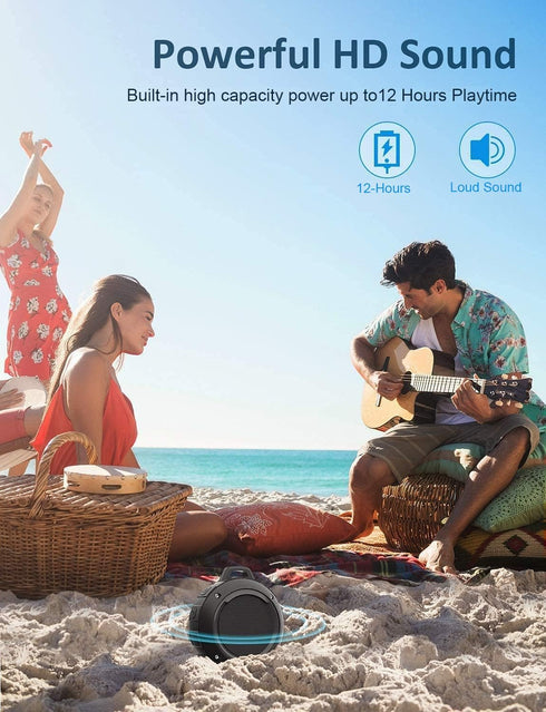Kunodi Outdoor Waterproof Bluetooth Speaker, Wireless Portable Mini Shower Travel Speaker with Subwoofer, Enhanced