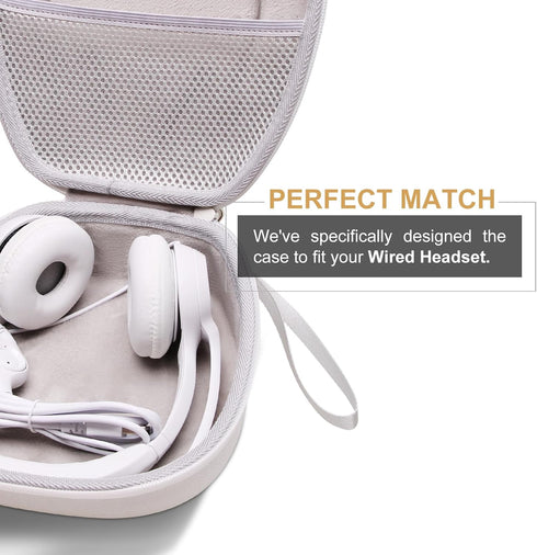LTGEM Hard Headphone Case - White+Grey for Logitech H390, JLab Go Work, EAGLEND, JIAMQISHI, FEABASK (6.8"x7"x2.9")