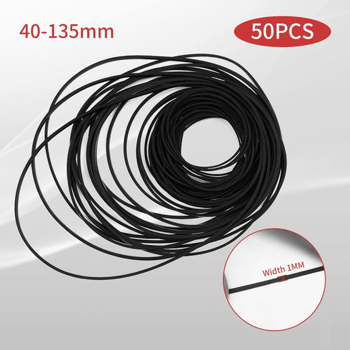 Recorder Rubber Belts, Cassette Recorder Maintenance Mix, 50PCS Rubber Square Belt 40-135MM
