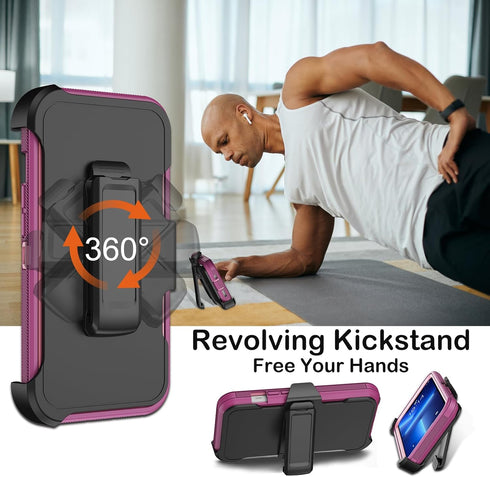 Shop iPhone 13 Pro Case (6.1") - Burgundy, Heavy Duty Shockproof, Military Grade, with Belt Clip, Kickstand & Screen