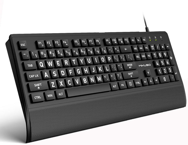 MIKUSO Large Print Keyboard for Seniors,Big Key Low Vision Keyboard with Wrist Rest
