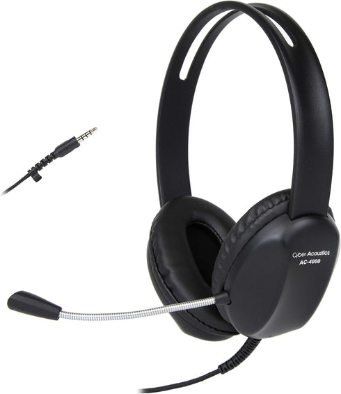 Cyber Acoustics Stereo PC Headset (AC-4000), 3.5mm Connection, Noise Canceling Microphone for PC, Mac, Tablets