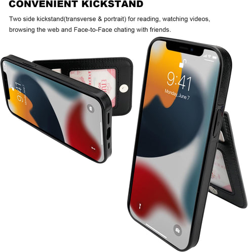 KIHUWEY 13 6.1 Inch for iPhone Case Wallet Compatible with MagSafe Wireless Charging, Credit Card Holder, RFID Flip