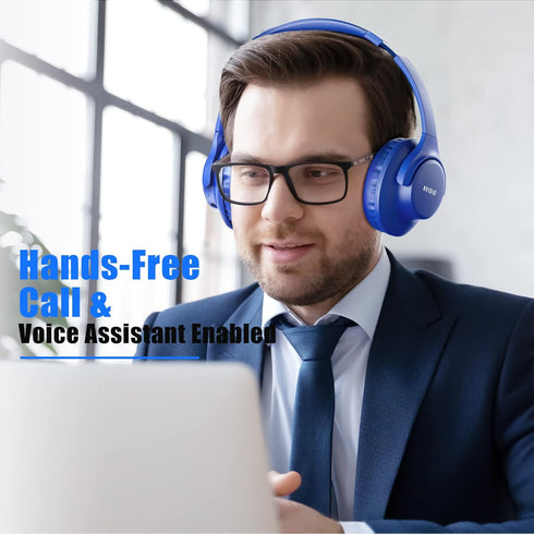 KVIDIO Updated Bluetooth Headphones Over Ear, 65 Hours Playtime, Wireless with Microphone, Foldable Lightweight, HiFi