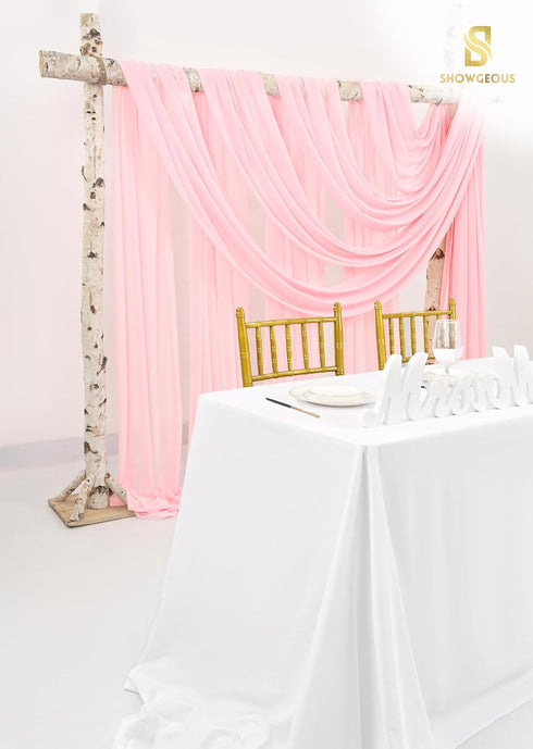 Wedding Arch Draping Fabric, 1 Panel 28"x20ft Pink Chiffon Drapes for Ceremony Decorations
