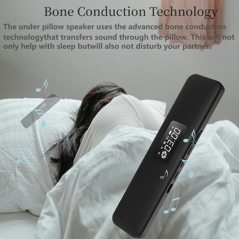 Under Pillow Bluetooth Speaker, Mini Bone Conduction Speaker, Sleep Headphones with Display, Timer for Insomniacs