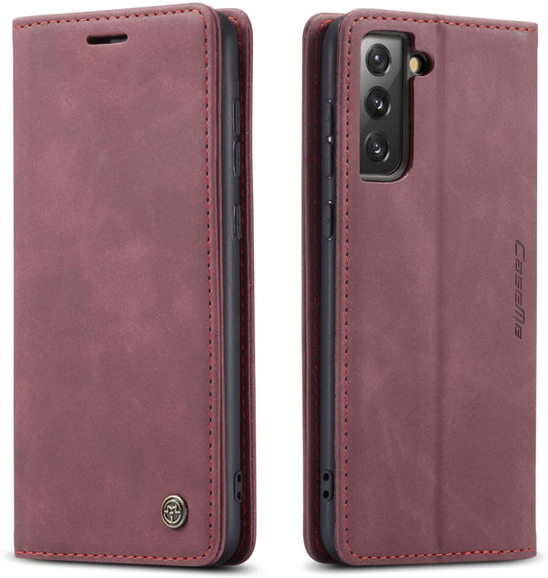 Kowauri Flip Case for Galaxy S21, Leather Wallet Case with Card Slot & Magnetic Closure for Samsung Galaxy S21 5G (Wine