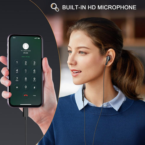 USB C Headphones for iPhone 15/15 Pro/15 Pro Max & Galaxy S24 Ultra - Wired Earbuds with Microphone & Noise Isolation.