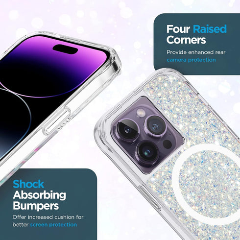 Case-Mate iPhone 14 Pro Case - Twinkle Stardust, 10FT Drop Protection, Compatible with MagSafe, Anti-Scratch, Slim Fit