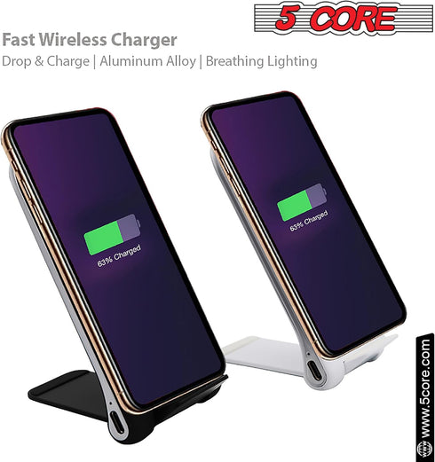 5 Core Fast Wireless Charger, 2 Pieces 10W Charging Station with Sleep-Friendly Light, Compatible with Samsung Galaxy
