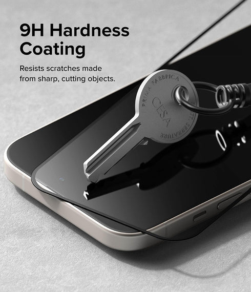 Ringke Full Cover Glass for iPhone 15 - Shatterproof 9H Tempered Glass Screen Protector, Easy Install, Case Friendly.
