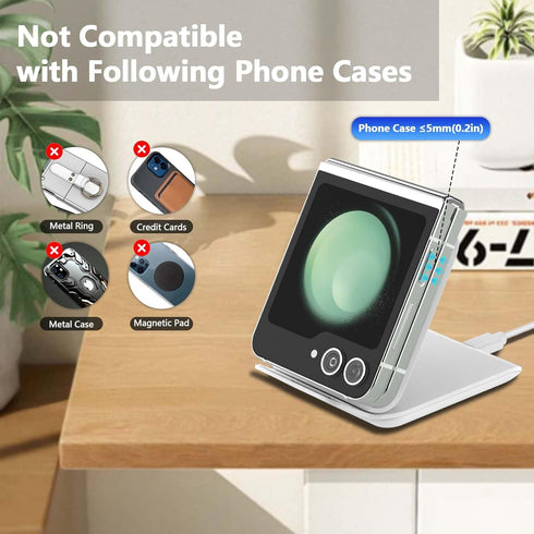 Wireless Charger for Samsung Galaxy Z Flip, Foldable Portable Travel Charging Stand, 15W Fast Charger for Galaxy Z