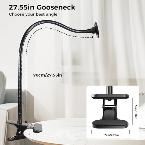 LenTok Magnetic Cell Phone Stand Holder for Bed Laying Down, Lazy Bedside Gooseneck Phone Mount with Clamp Clip