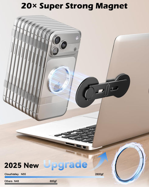 CloudValley 17/16/15/14/13 3/ Magnetic Phone Laptop Holder Mount, Foldable Hidden Portable Stand for iPhone & All