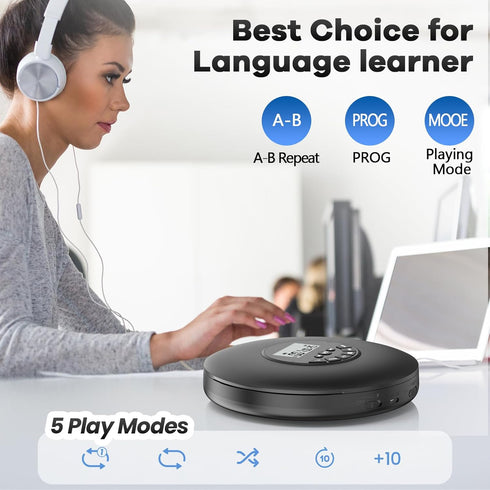 Arafuna Discman Programmable Portable CD Player-Compact CD Player-Personal Music Player with CD-R & CD-RW Playback