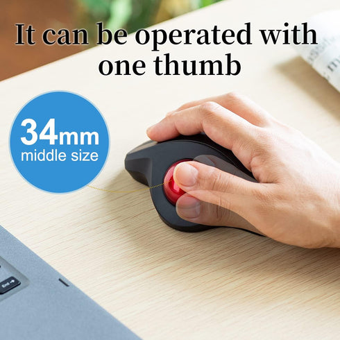 SANWA Bluetooth Ergonomic Trackball Mouse, Optical Vertical Rollerball Mice with Adjustable DPI, Compatible with