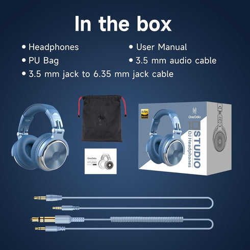 OneOdio Over Ear Headphone, Wired Bass Headsets with 50mm Driver, Mic, Share Port, Foldable Lightweight for PC TV (Sky
