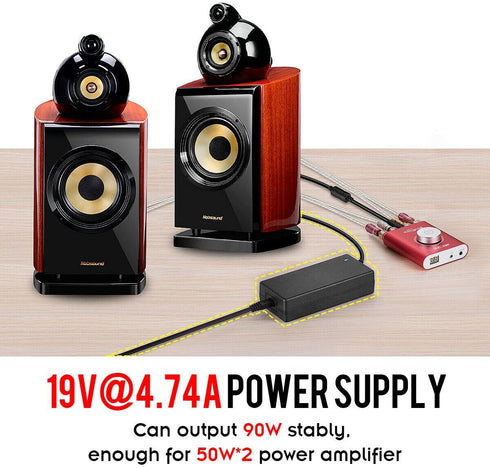 Nobsound 19V 4.74A 90W Power Supply Adapter, Universal 100-240V Input for Laptop, DAC, Amplifier
