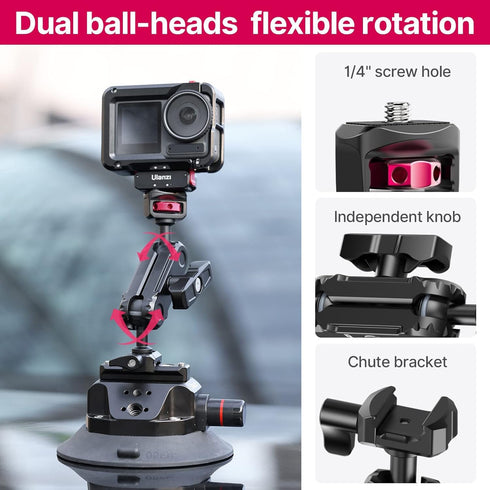 ULANZI SC-02 Suction Mount Magic Arm Bracket for DSLR Cameras and GoPro Action Camera Video Shooting