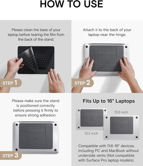 MOFT Laptop Stand for Desk, Adhesive with 2 Adjustable Viewing Angles, Portable for MacBook