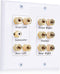 Cable Matters Double Gang 5.1 Speaker Wall Plate in White - Home Theater Wall Plate, Banana Plug