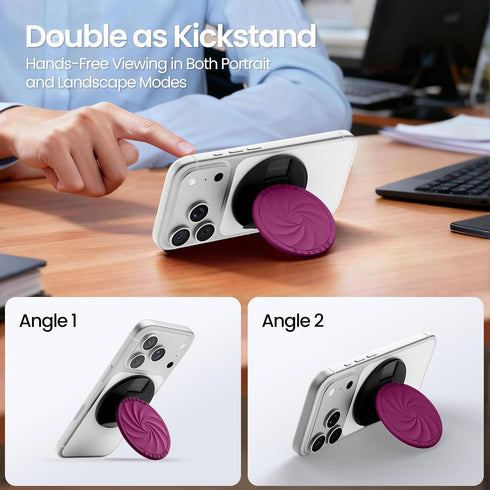 ORNARTO Vortuxe for MagSafe Phone Grip with Kickstand, Soft Liquid Silicone Finger Loop Grip, Phone Ring Holder