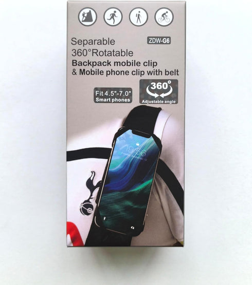 Backpack Phone Holder, 2 in 1 Clip for Backpack Strap, 360° Rotatable & Detachable Belt Holder for 4.5-7'' Phones