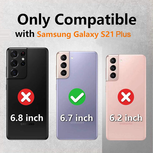 Marrkey Galaxy S21 Plus Case, Heavy Duty Shockproof Tough Armor Aluminum Alloy with Built-in Screen (Black)