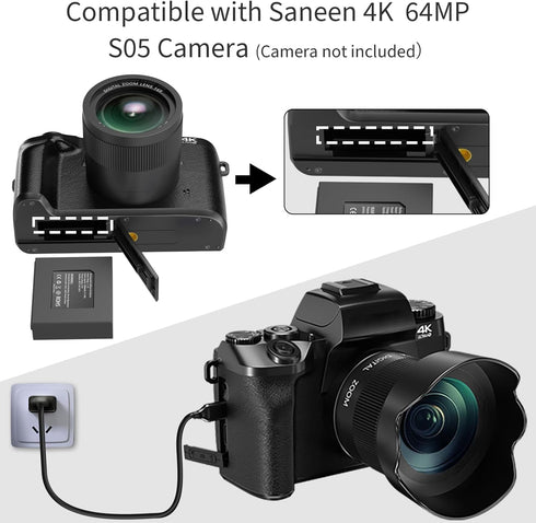 Saneen Premium 1 Pack Rechargeable Lithium-Ion Battery 3000mAh for 4K 8K 64MP S05 WiFi Digital Camera