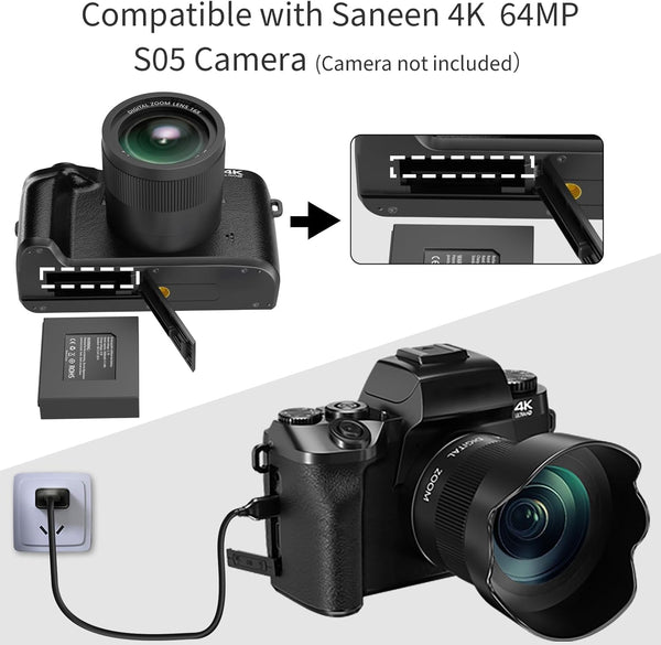 Saneen Premium 1 Pack Rechargeable Lithium-Ion Battery 3000mAh for 4K 8K 64MP S05 WiFi Digital Camera