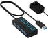 SABRENT 4 Port USB 3.0 Hub with Individual LED Lit Power Switches, Includes