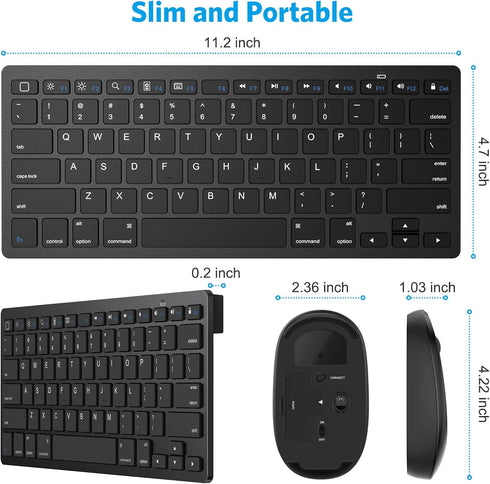 OMOTON Bluetooth Keyboard and Mouse Combo, Wireless for iPad Pro 13, 11 (2024)/12.9, iPad 10th/9th/8th/7th Gen, Black