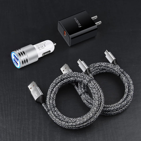 QC 3.0 Fast Wall Charger Cube, Car Charger Cable Cord 6FT for Samsung Galaxy A Series, Google Pixel