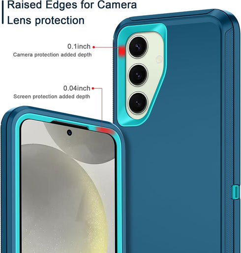 I-HONVA for Samsung Galaxy S24 Plus Case, Shockproof 3-Layer Full Body Protection, Heavy Duty Cover, Turquoise