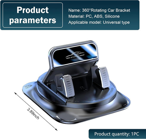 Opuweiy 360 Degree Phone Holder Rotating Car, Dashboard Cell Phone Holder, Non-Slip Navigation Bracket, Universal