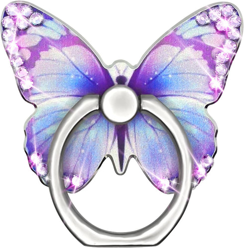 Cavdycidy Bling Metal Cute Butterfly Cell Phone Ring Holder, 360°Rotation Finger Stand Compatible with All Smartphones