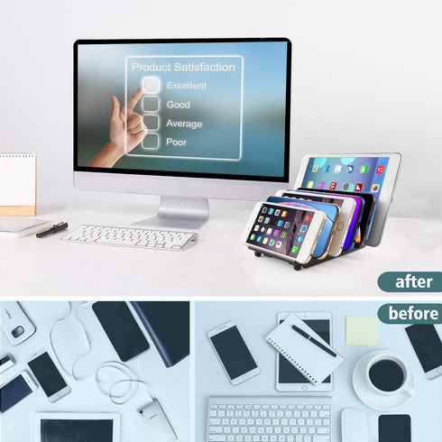 Adjustable Universal Multi Device Organizer Dock Stand Holder, Tablet Cell Phone Desktop Stand for iPhone Samsung
