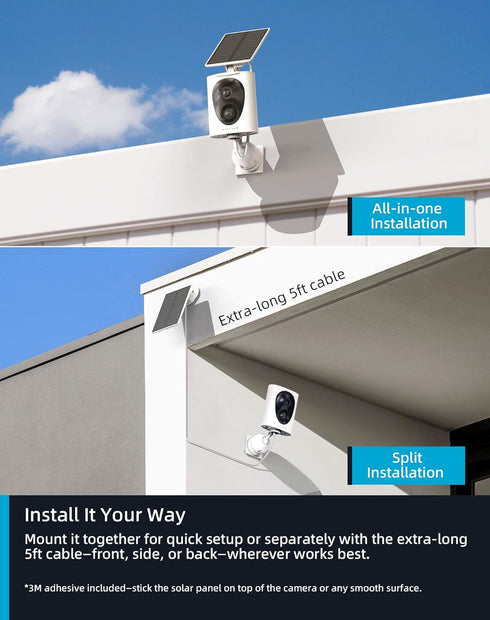 VIRTAVO 2K 2-Way 2.4GHz Wireless Solar Security Camera Outdoor, Starlight Color Night Vision, PIR Motion Detection