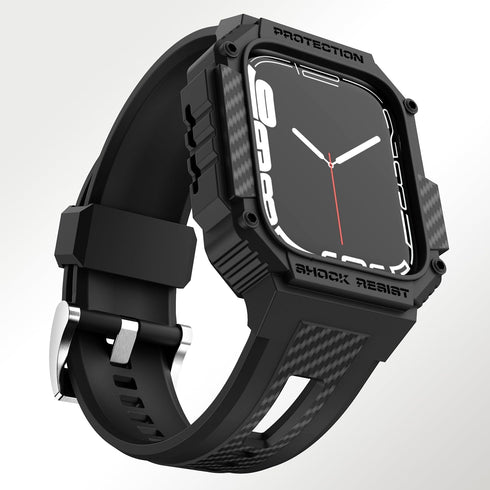 GELISHI Bands for Apple Watch 9/8/7, Rugged Men Sport Band with Protective Case for Apple Watch SE