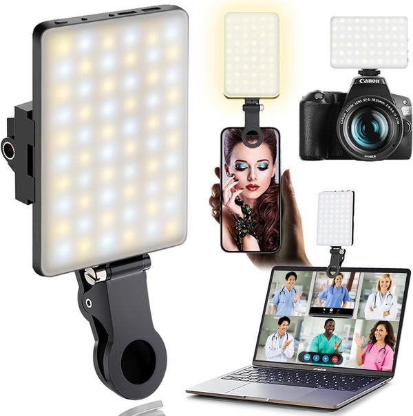 ORSOIRGIFON 60 LED Portable Selfie Light Video Conference Lighting with Clip & Camera