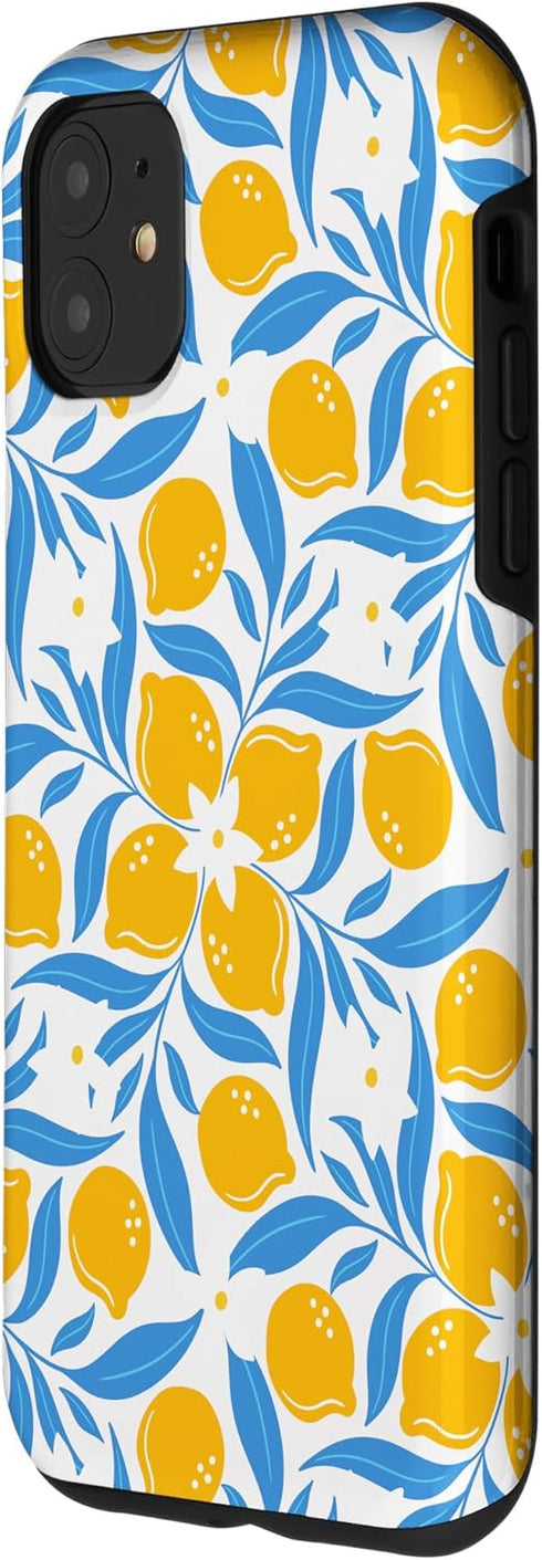 PrintablePretty 11 Pink Blue Cluster Lemon Floral Citrus Botanical Case for iPhone