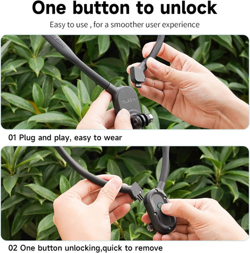 TELESIN SE Neck Mount Necklace with Phone Holder, POV Selfie Video Vlog Lanyard Strap for GoPro 12 11 10 9 8
