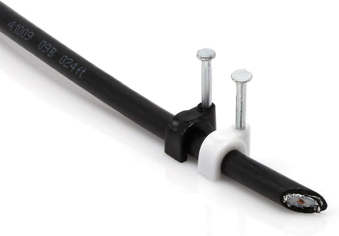 THE CIMPLE CO - Single Coaxial Cable Clips, White, 1/4 in (6 mm) Nail Clip, 100 Pieces per Bag, Cat6, Electrical Wire