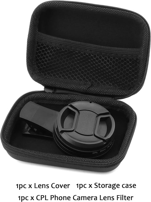 Loyanger 52mm Polari/zed Camera Lens Phone Universal CPL Filter Clip Kit, Portable Phone Polarizing Lens Filter
