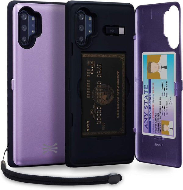 TORU CX PRO Case for Galaxy Note 10 Plus / 10 Plus 5G, Slim Protective Cover with Card Holder, Kickstand - Purple