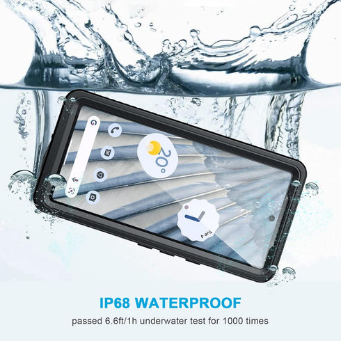 Lanhiem Pixel 7a Case, IP68 Waterproof Dustproof, Built-in Screen Protector, Rugged Full Body Shockproof Phone Case for Google Pixel 7a, Black/Clear