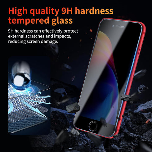 Privacy Screen Protector for iPhone 8 Plus/7 Plus, 3 Pack Tempered Glass Film, Anti-spy, Scratch Resistant, 9H Hardness