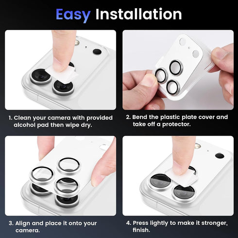 17 Tensea for iPhone Pro Max Camera Lens Protector, Metal Aluminum Alloy Tempered Glass Cover Camera Screen Protector