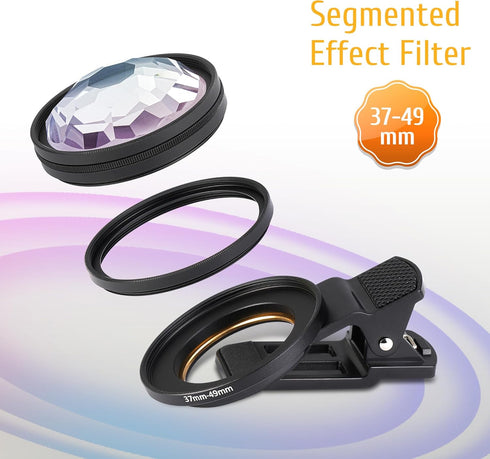 Kaleidoscope Prism Lens Filter for iPhone & Android, Portable Clip-On Photography Filter with K9 Optical Glass